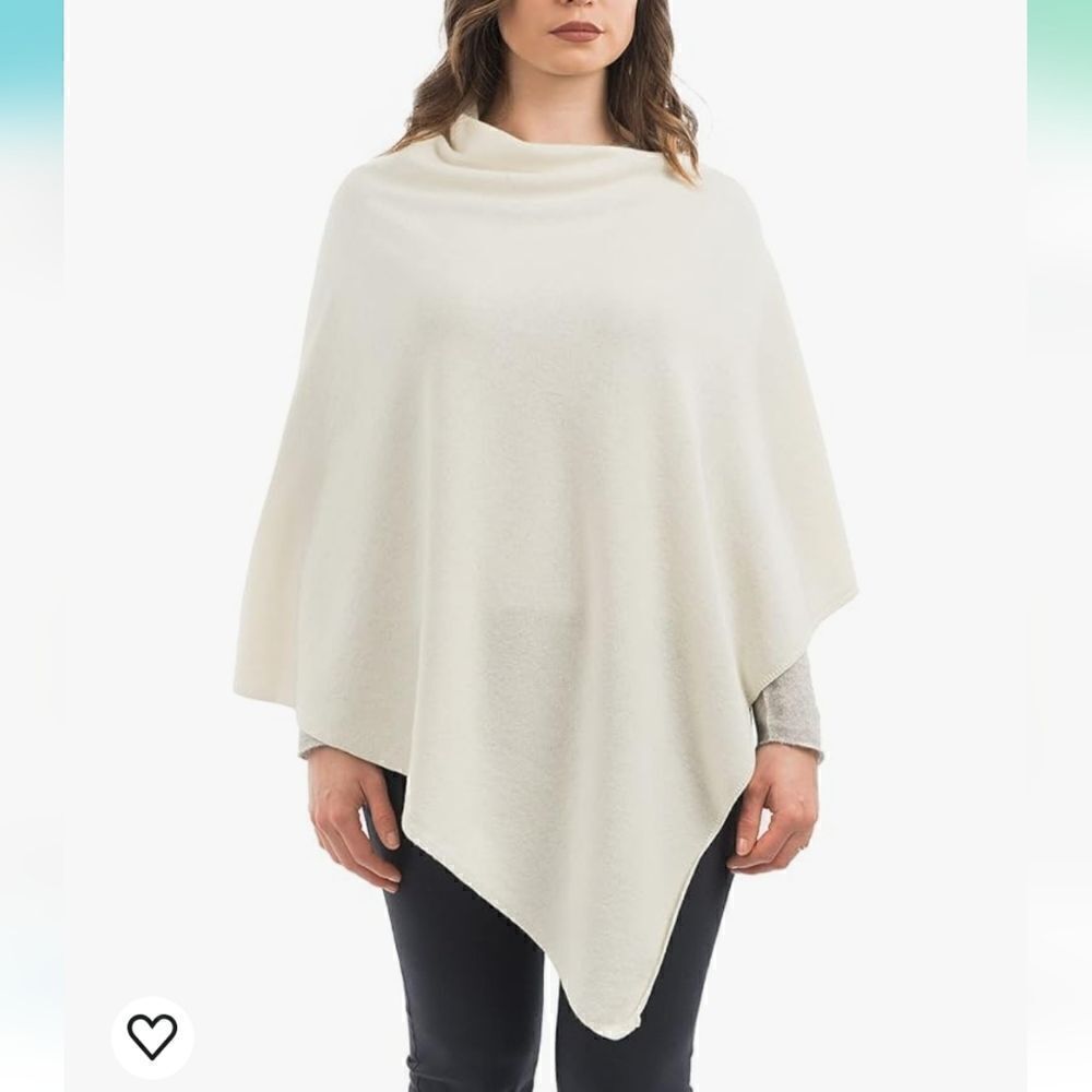 Cocogio Ivory wool blend poncho, Italy